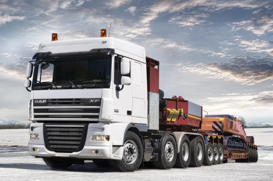 DAF truck under grey sky